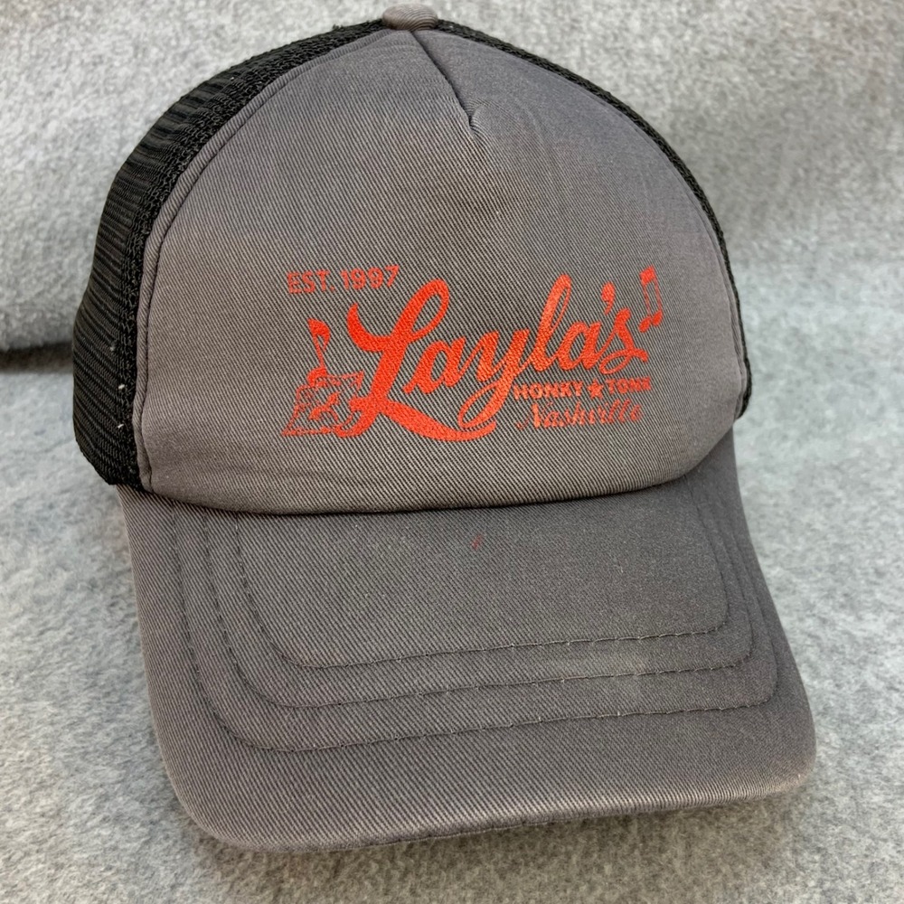 Laylas Honky Tonk Nashville Mens Gray Port Authority Trucker Hat Snapback OSFM
